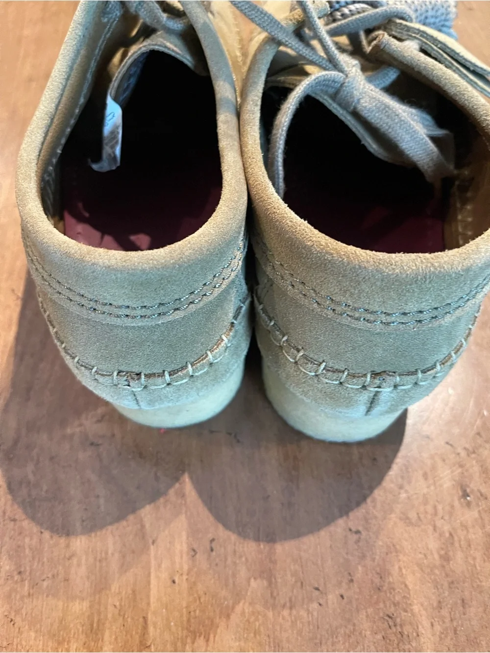 Clarks Suede Lace-Up Moccasin in Light Khaki